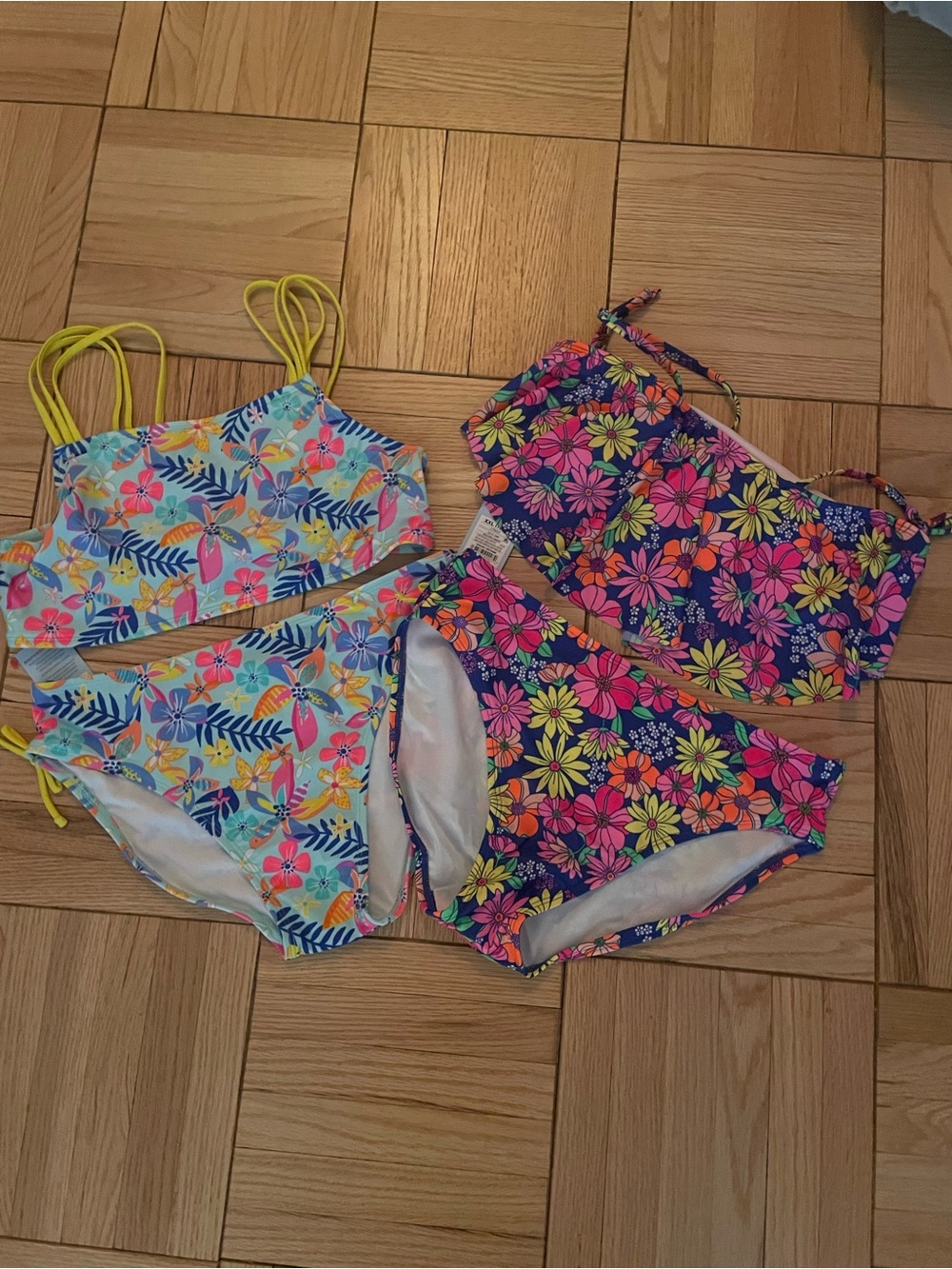 Bundle of 2 Floral Two-Piece Girls' Swim Sets - Bright Multi-Color